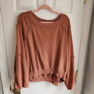 Free people rushed sleeves sweatshirt size large